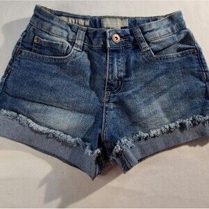 Lucky Brand Girls Denim Shorts Size 10 Blue Distressed Cuffed Jean